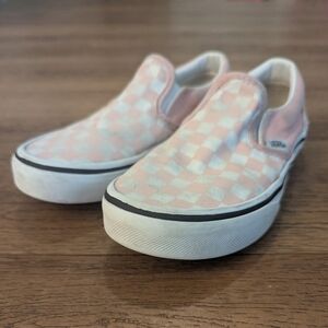 Vans Slip-On Checkerboard Sneakers in Light Pink & White Us Kids Size 1